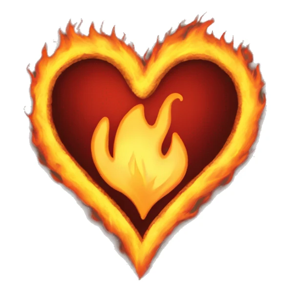 Heart in fire sticker