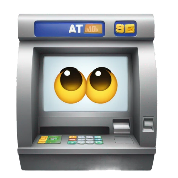 ATM machine with crossed eyes sticker