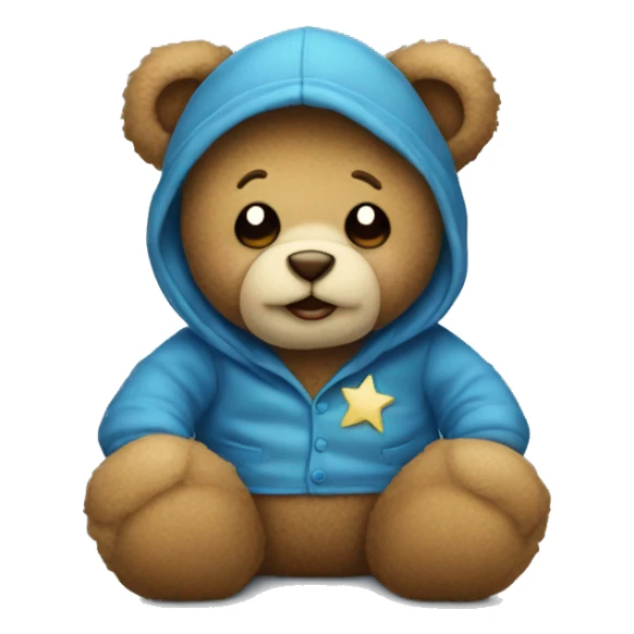 teddy bear with pajama hat and crescent moon  sticker