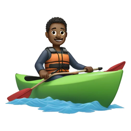 Thomas is sitting on a kayak sticker