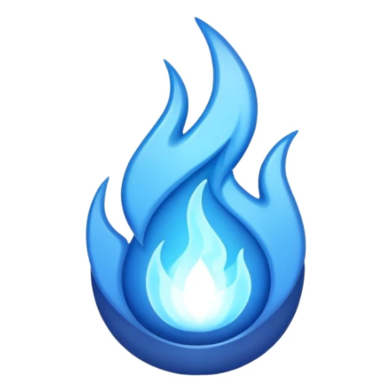 I need a realistic blue flame spreading emoji sticker
