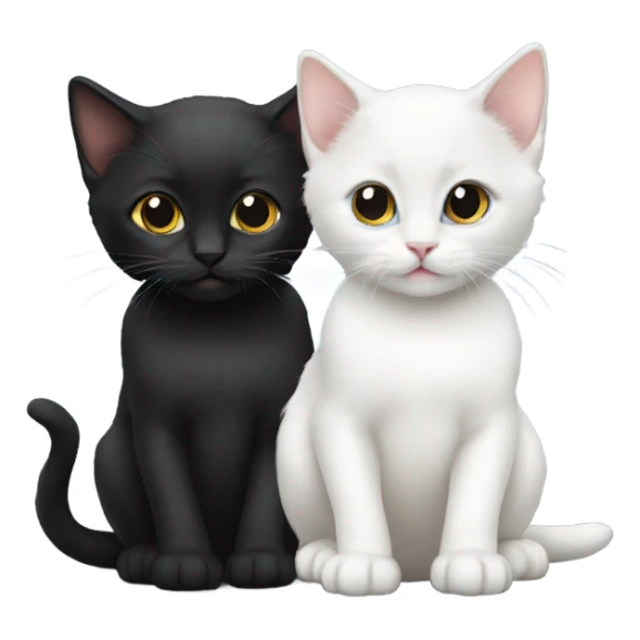 white kitten with a black kitten sticker