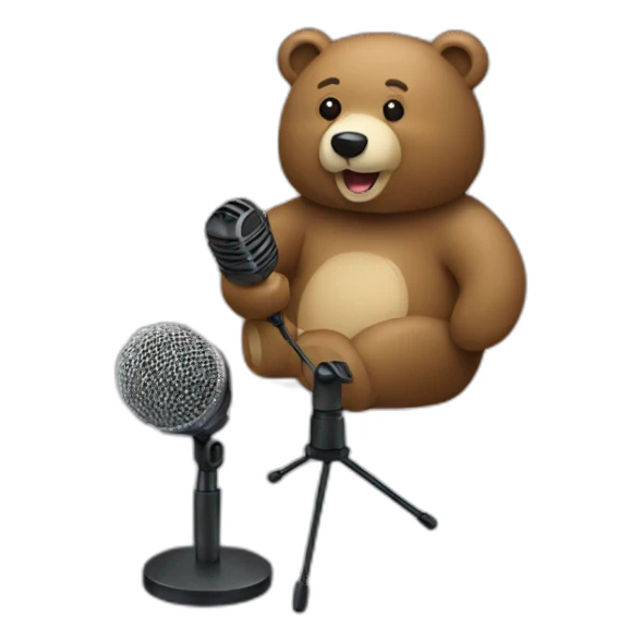 Bear working microphone sticker
