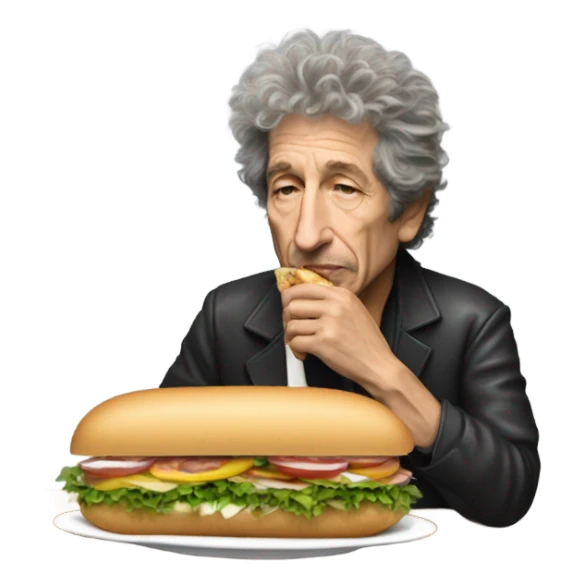 Bob Dylan eating a sub sticker
