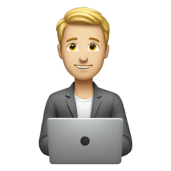 white man working with laptop sticker