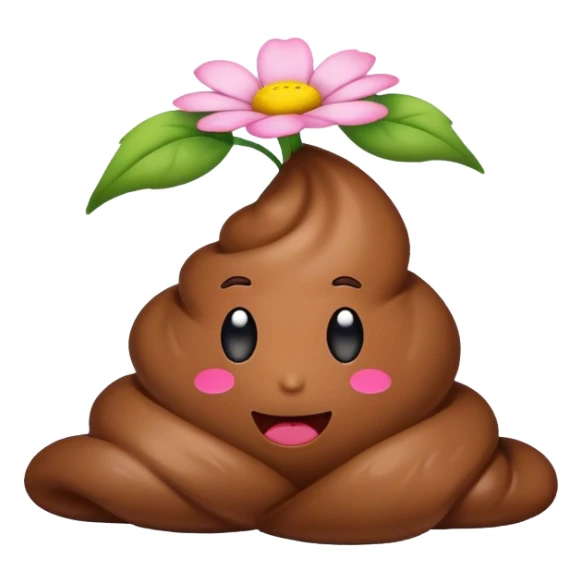 poop with flower sticker
