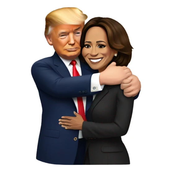 Trump and Kamala hugging  sticker