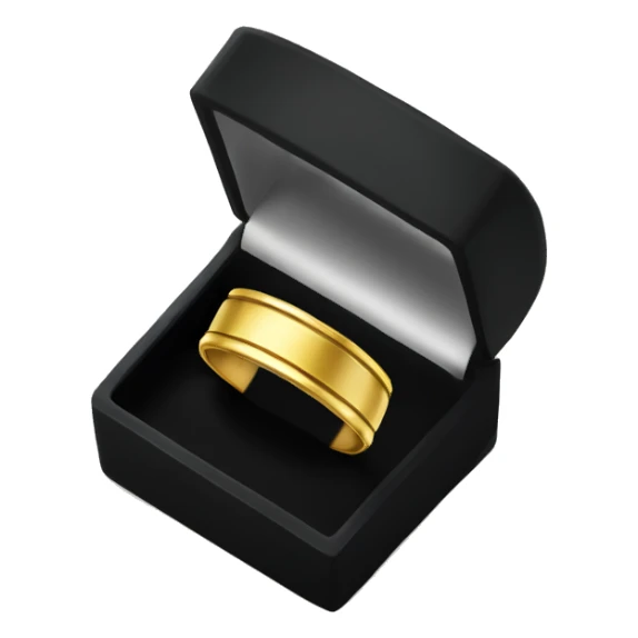 gold wedding band in a black ring box sticker
