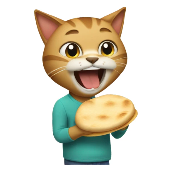 Crazy cat eating pita bread sticker