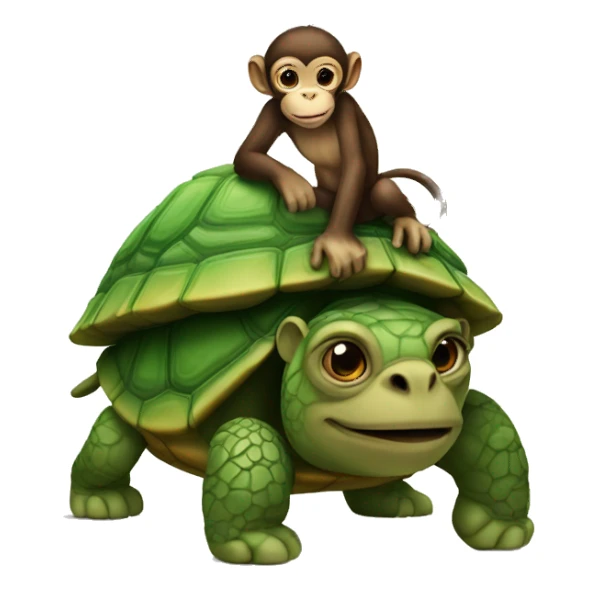 A monkey on top of a turtle sticker