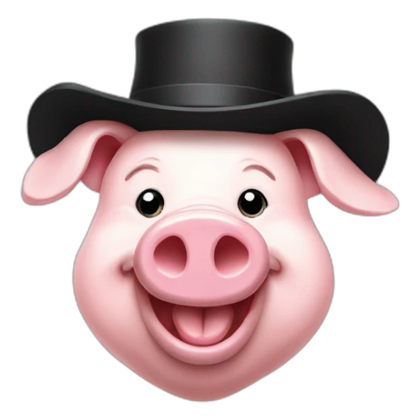 Happy pig with a black hat sticker
