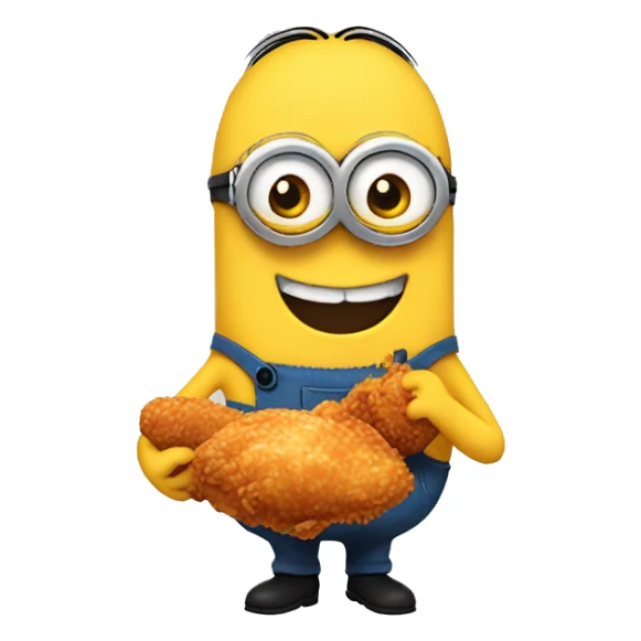minion holding fried chicken smiling sticker