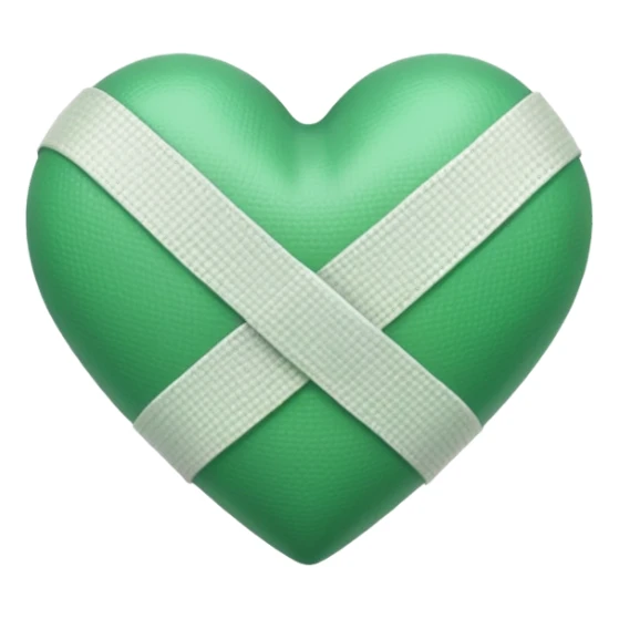 green heart with a bandage sticker