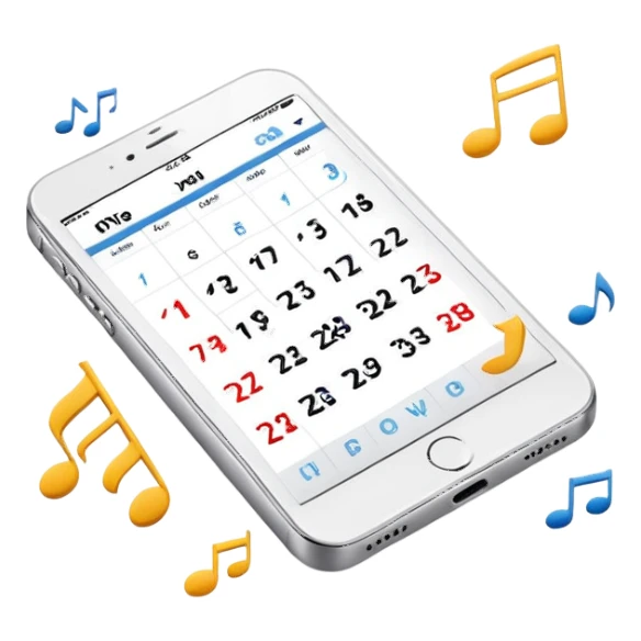 smartphone app with music notes and calendar sticker