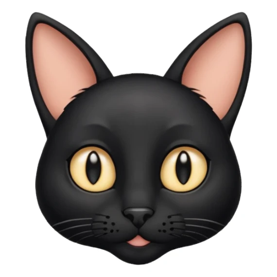 Black cat with a long face big ears and nose sticker