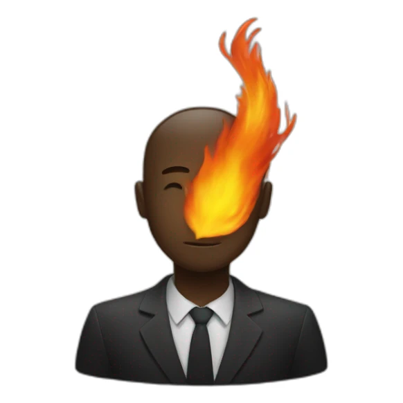 Un coeur noir avec du feu sticker