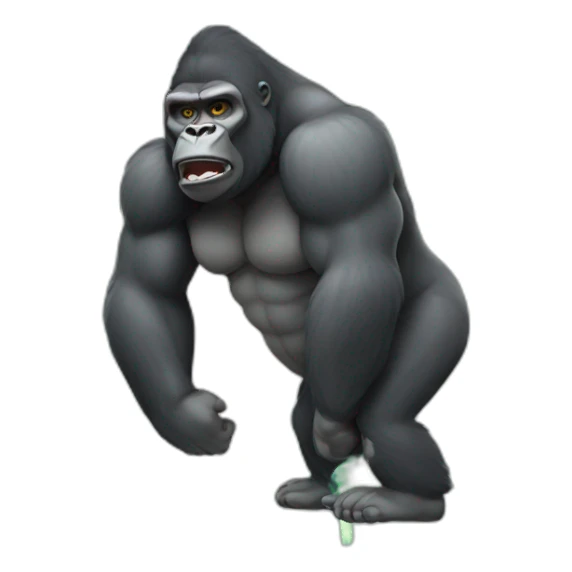 Gorilla body with fart explosion cloud behind him sticker