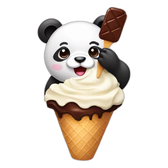Panda eating chocolate ice cream  sticker