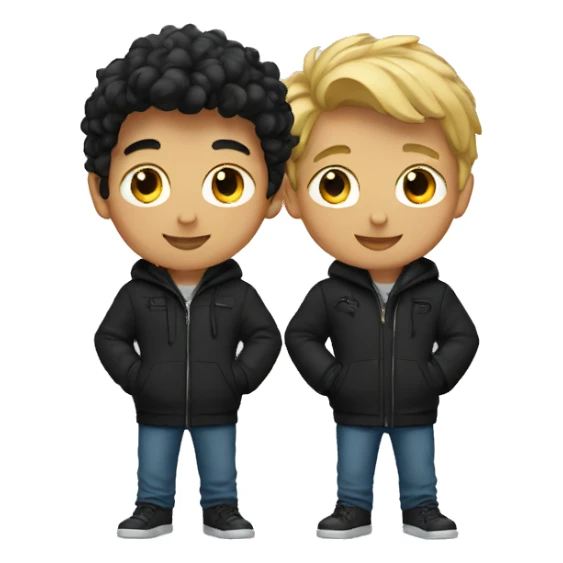 two boys in black jackets sticker