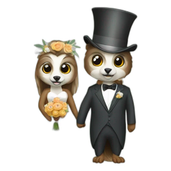 wedding of beaver and eagle owl sticker