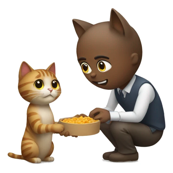 Cat giving food to man sticker