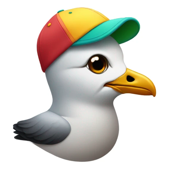 seagull with ballcap sticker