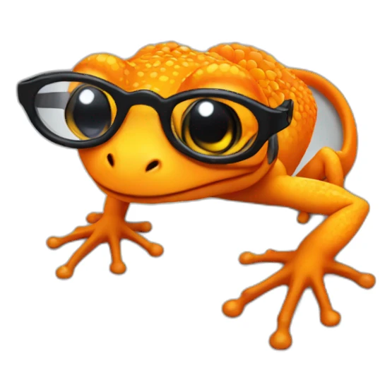 orange gecko with glasses sticker