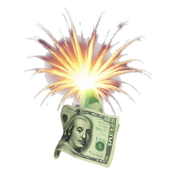 Money on fireworks  sticker