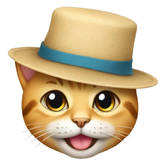 Cat smiling with a hat sticker