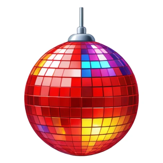 red colorful disco ball sticker