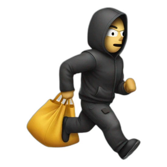 Robber running with bag over shoulder sticker