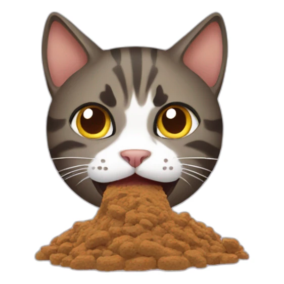 cat eating poop sticker