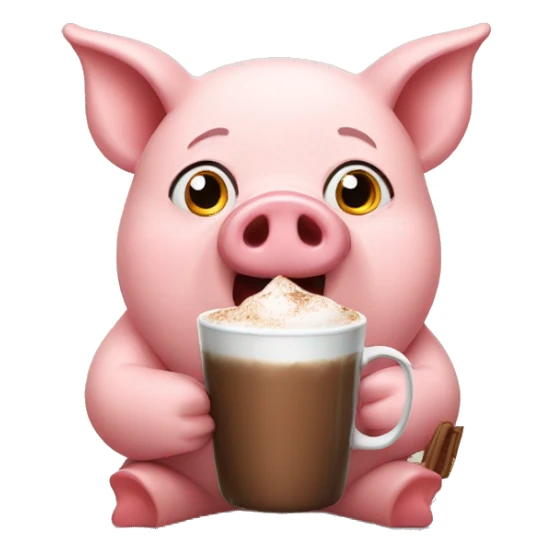 Pig with hot chocolate  sticker