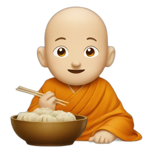 Monk eating dumplings  sticker