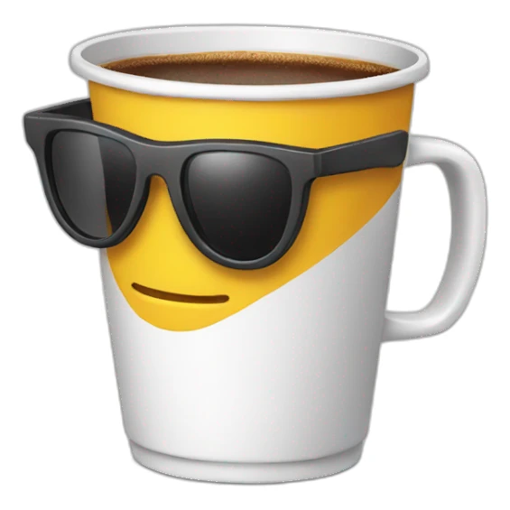 Cup with sunglasses without smile sticker