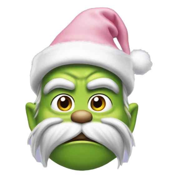 Grinch with a light pink santa hat sticker