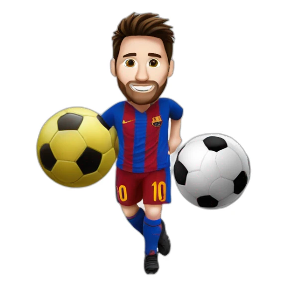 messi whit a soccer ball sticker