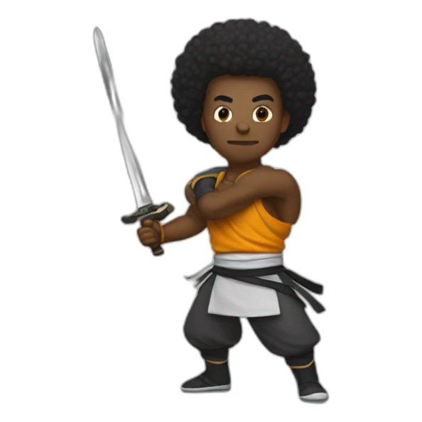 afro-black-shaolin-with-big-swords sticker
