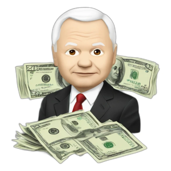 Jaroslaw Kaczynski with money sticker
