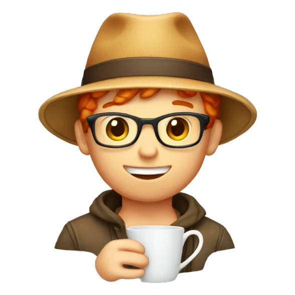Ginger boy with hat and cup sticker