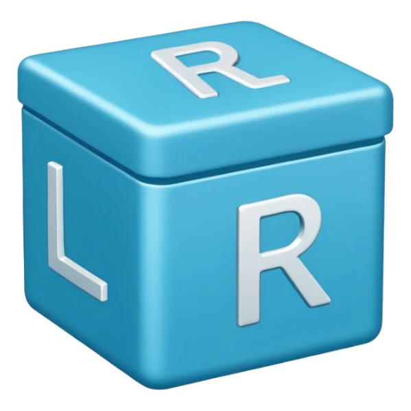The letters LR in a blue box 2D sticker