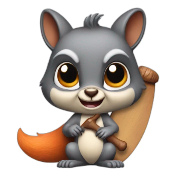 an evil squirrel holds a bat in its paws sticker