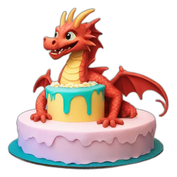 Dragon on birthday cake sticker