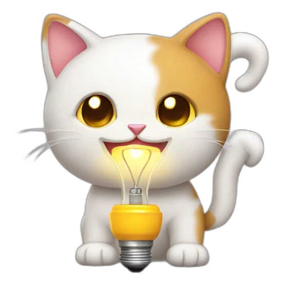 kitty cat with a light bulb in his paws sticker