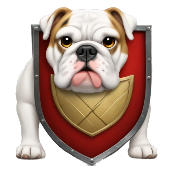 english bulldog with a shield sticker