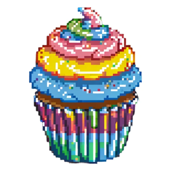 cupcake with rainbow icing sticker