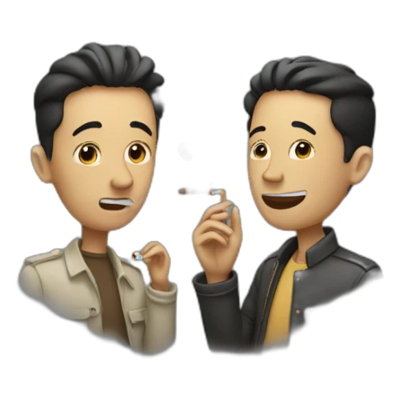two friends smoking a cigarette sticker