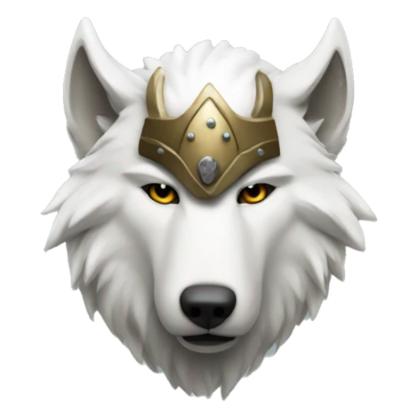 White wolf wearing a viking helmet sticker