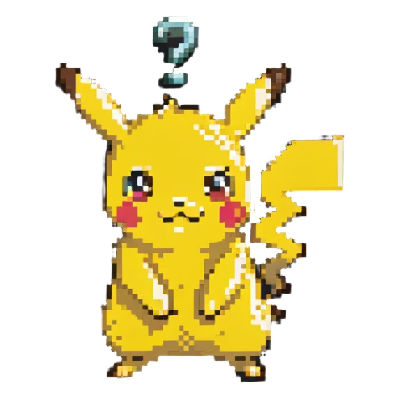 confused Pikachu with question mark sticker