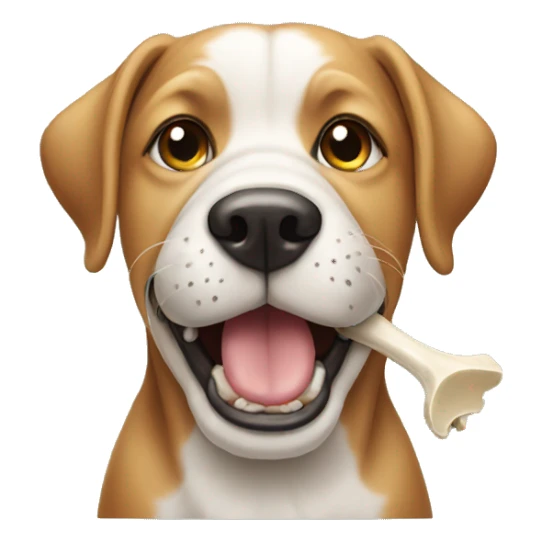 dog with bone in mouth sticker